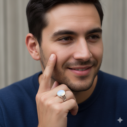 Inspiration Bezel Ring Flexi Size | Syn. Opal – For Men | Includes: Ring