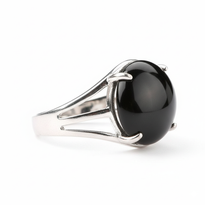 Protection Bezel Ring Flexi Size | Black Obsidian – For Men | Includes: Ring