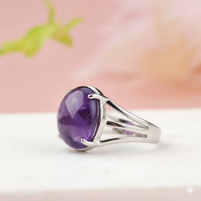 Clarity Bezel Ring Flexi Size | Amethyst Stone – For Men | Includes: Ring