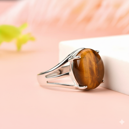 Confidence Bezel Ring Flexi Size | Tiger Eye – For Men | Includes: Ring