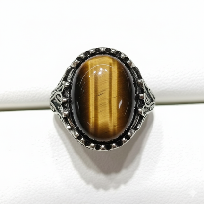 Strong Courage Ring Flexi Size | Tiger Eye– For Men | Includes: Ring