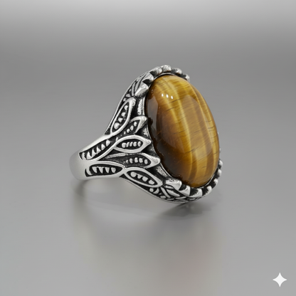 Strong Courage Ring Flexi Size | Tiger Eye– For Men | Includes: Ring
