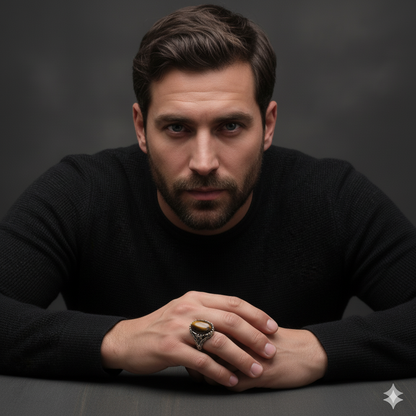 Strong Courage Ring Flexi Size | Tiger Eye– For Men | Includes: Ring