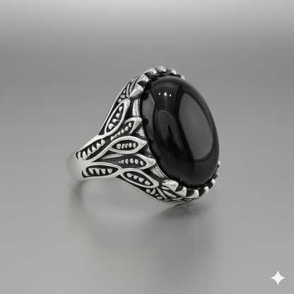 Power Protection Ring Flexi Size | Black Obsidian– For Men | Includes: Ring