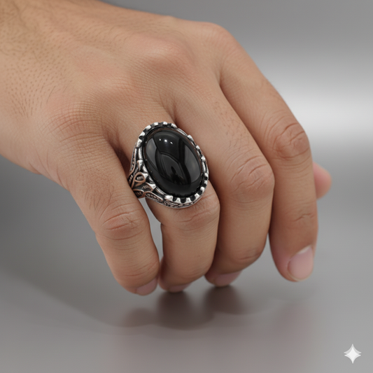 Power Protection Ring Flexi Size | Black Obsidian– For Men | Includes: Ring