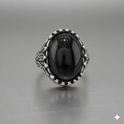 Power Protection Ring Flexi Size | Black Obsidian– For Men | Includes: Ring