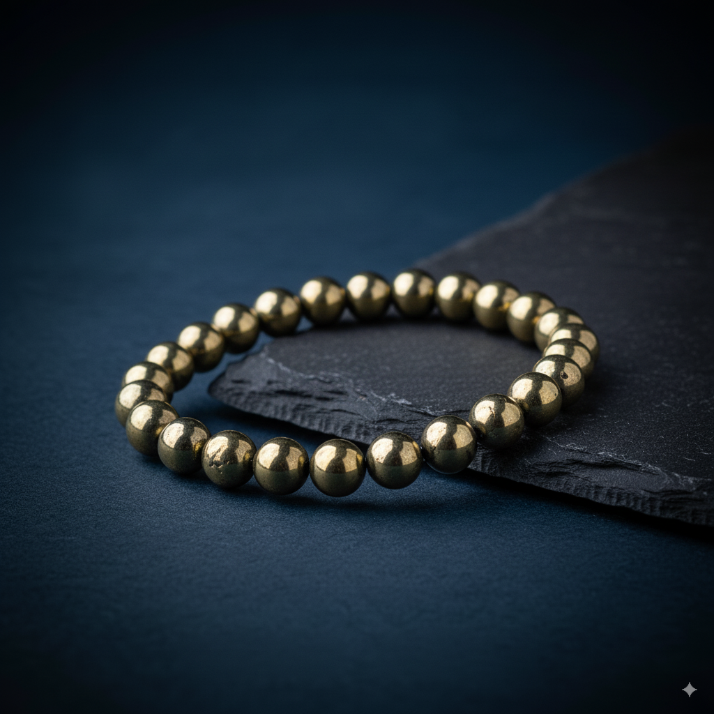 Wealthy Strength Pyrite Bracelet | Pyrite Stone - For Men | Includes: Bracelet
