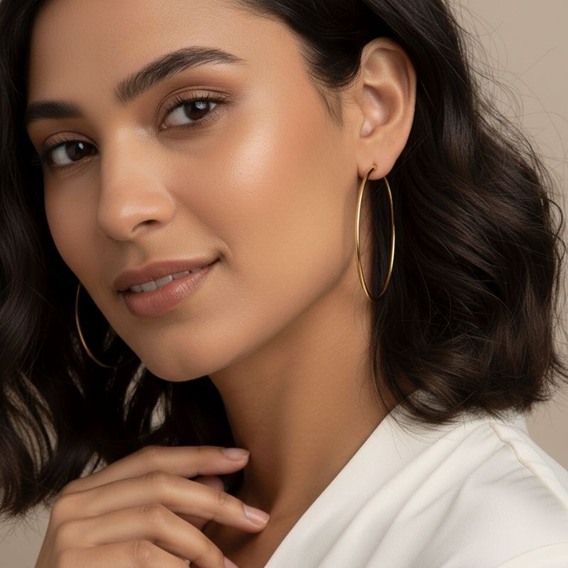 GeoGlow Hoop Earrings | PVD 18K Gold Plated, Stainless Steel, Water Proof - For Women | Includes: Earrings