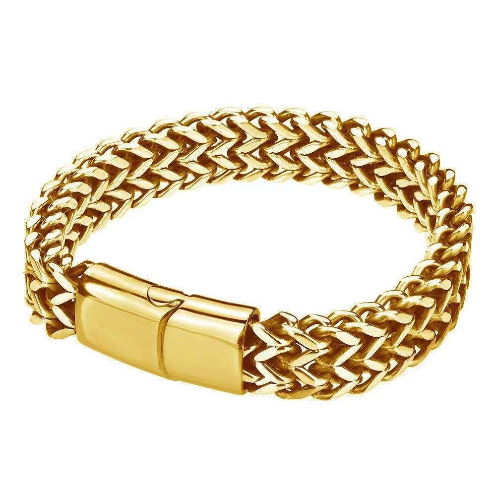Posh Golden Woven Bracelet | Stainless Steel - For Men | Includes: Bracelet