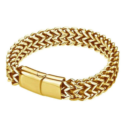 Posh Golden Woven Bracelet | Stainless Steel - For Men | Includes: Bracelet