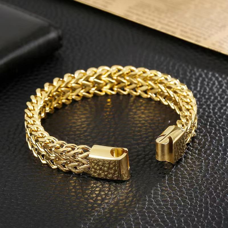 Posh Golden Woven Bracelet | Stainless Steel - For Men | Includes: Bracelet
