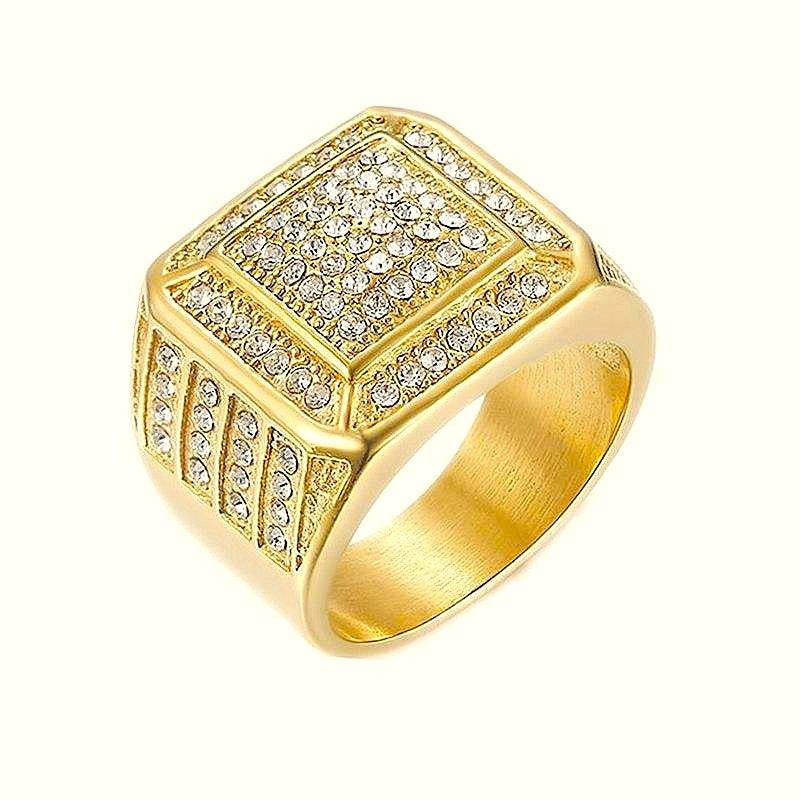 Real Golden Multi Micro Zircon Fadeproof BOLD Ring | 18K PVD Gold Plated– For Men | Includes: Ring