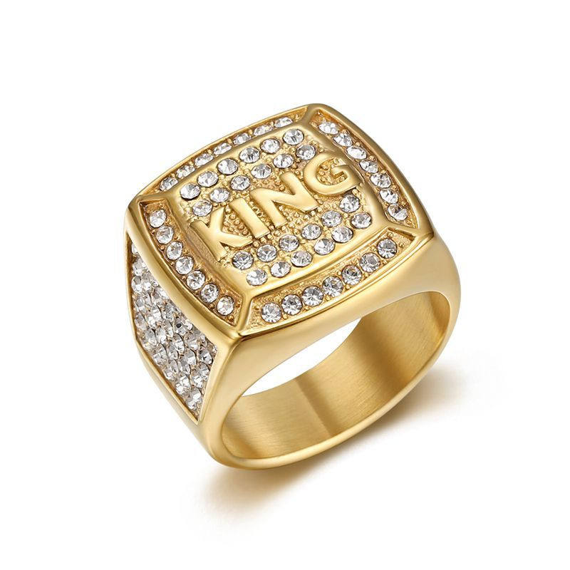 Real Golden Multi Micro Zircon Fadeproof KING Ring | 18K PVD Gold Plated– For Men | Includes: Ring