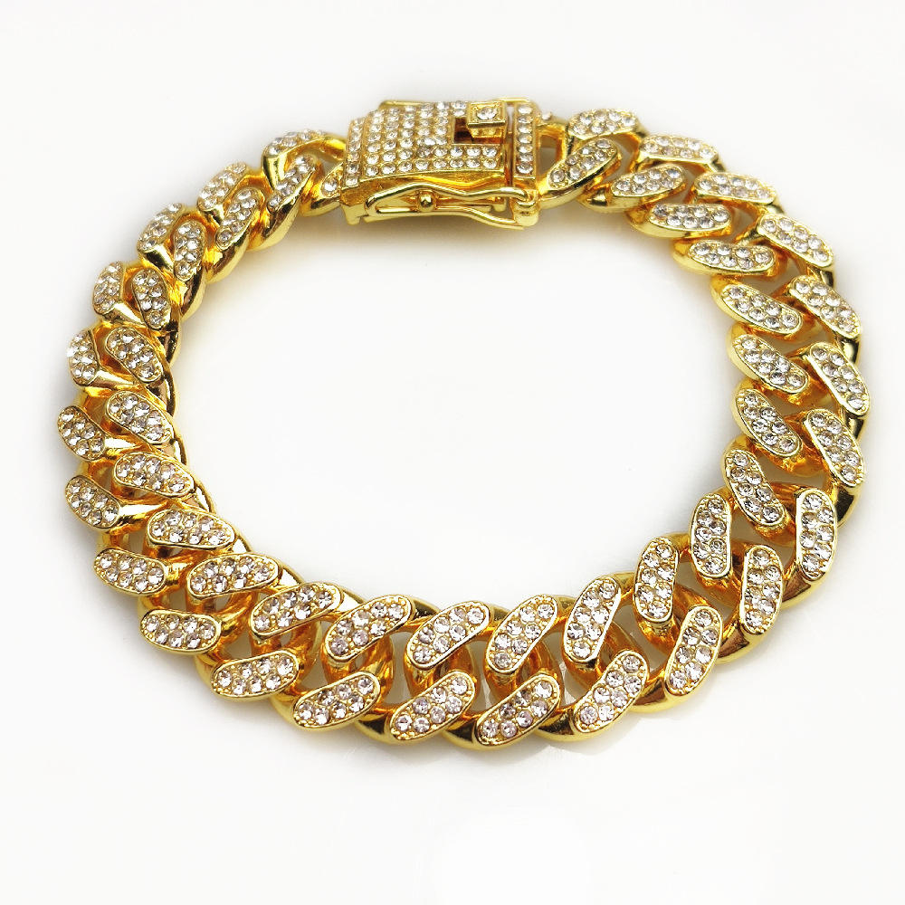 Golden Cuban Zircon Bracelet | Cubic Zirconia - For Men | Includes: Bracelet