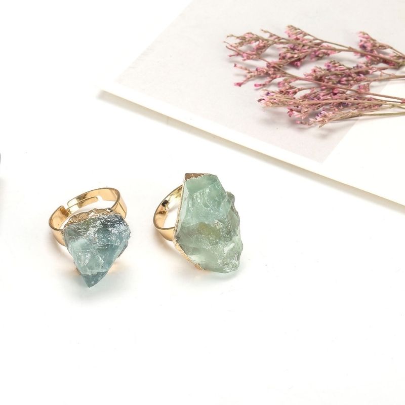 Green Aura Adjustable Ring | Green Jade Stone & PVD Gold - For Women | Includes: Ring