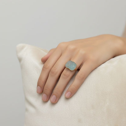 Green Aura Adjustable Ring | Green Jade Stone & PVD Gold - For Women | Includes: Ring