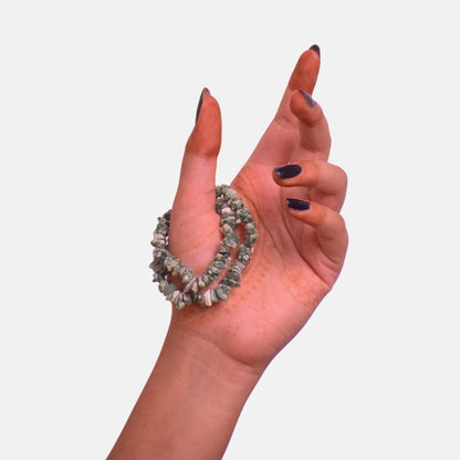 Botanic Charm Dual Layer Bracelet | Green Spotted Jasper Chips – For Women | Includes: Bracelet