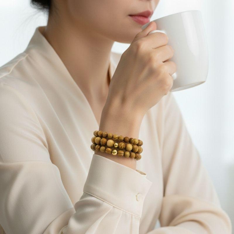 Grounded Three Layered Bracelet | Camel Jasper - For Women | Includes: Bracelets (Set of 3)