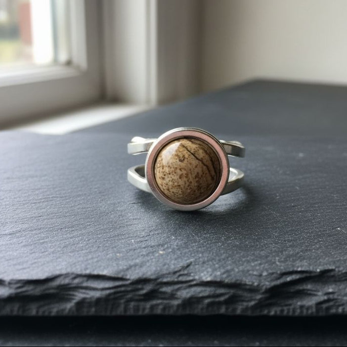 Grounding Adjustable Ring | Picture Jasper | Includes: Ring