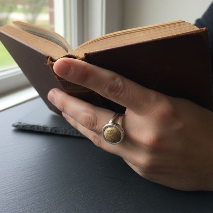 Grounding Adjustable Ring | Picture Jasper | Includes: Ring