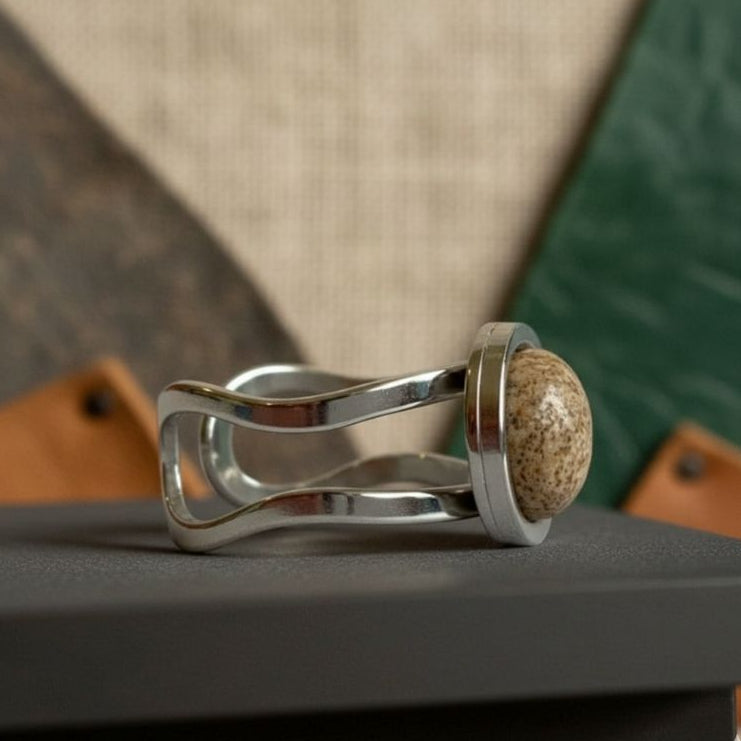 Grounding Adjustable Ring | Picture Jasper | Includes: Ring