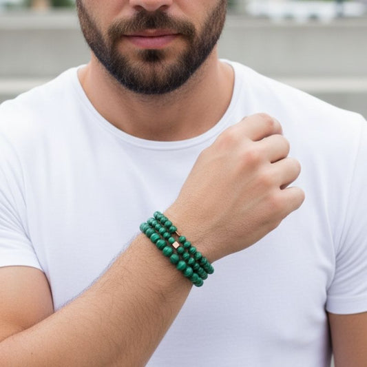 Grounding Layered Bracelets | Malachite - For Men | Includes: Bracelets (Set of 3)