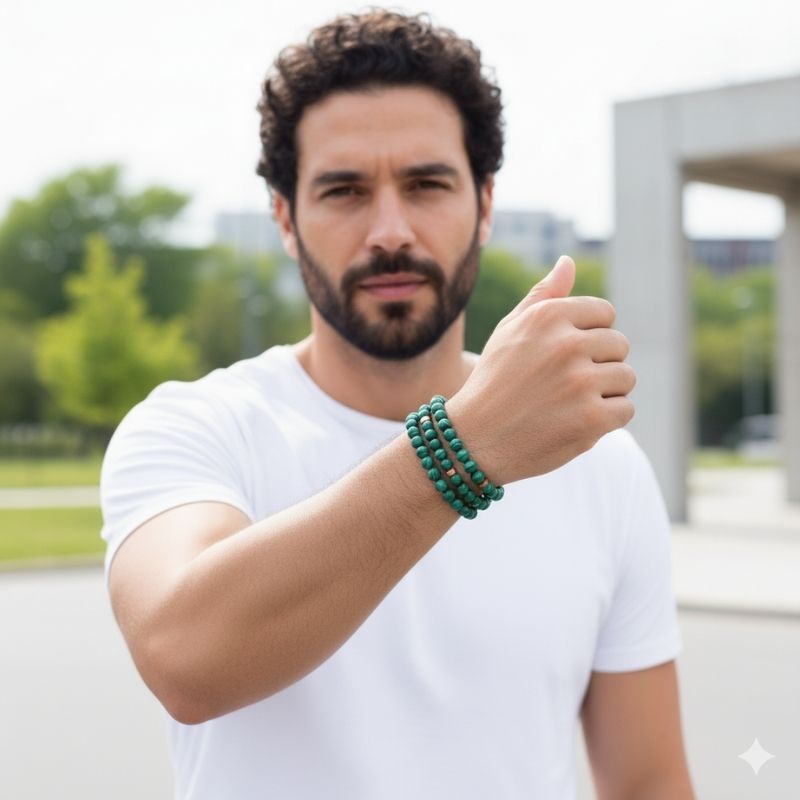 Grounding Layered Bracelets | Malachite - For Men | Includes: Bracelets (Set of 3)
