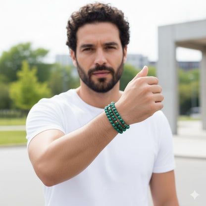 Grounding Layered Bracelets | Malachite - For Men | Includes: Bracelets (Set of 3)