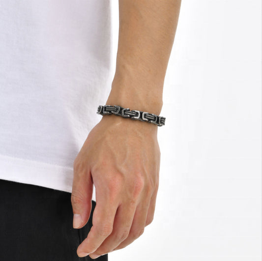 Funky Oxidised Rope Bracelet | Stainless Steel - For Men | Includes: Bracelet