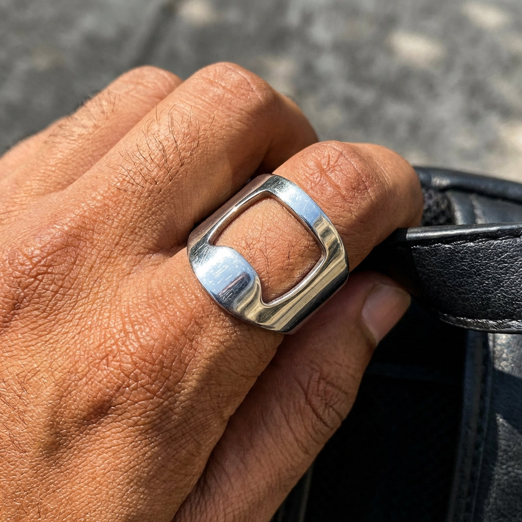 Funky Steel Bottle Opener Ring | REAL Steel– For Men | Includes: Ring