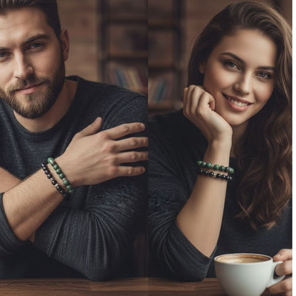 Healing Bracelet Set | Black Obsidian & Zoisite - For Unisex | Includes: Bracelets (Set of 2)