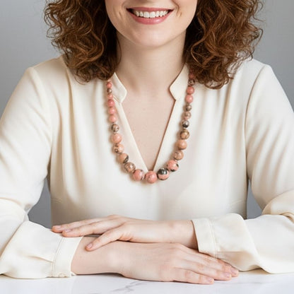 Heart Harmony Necklace | Rhodonite Stone - For Women | Includes: Necklace