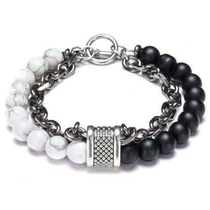 Balance Dual Layer Bracelet | Obsidian Howlite Stone - For Men | Includes: Bracelet