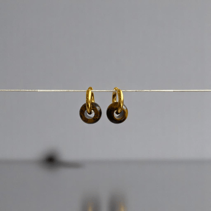 Radiant Strength Hoop Earrings | Tiger Eye Stone & 18K PVD Gold Plated - For Women | Includes: Earrings