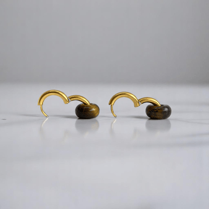 Radiant Strength Hoop Earrings | Tiger Eye Stone & 18K PVD Gold Plated - For Women | Includes: Earrings