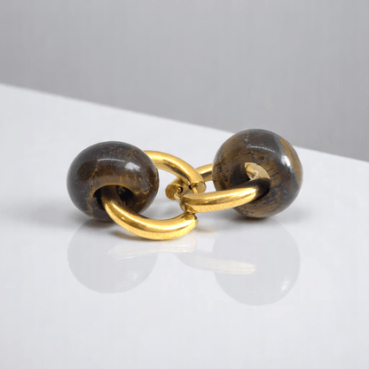 Radiant Strength Hoop Earrings | Tiger Eye Stone & 18K PVD Gold Plated - For Women | Includes: Earrings