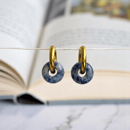 Royal Tide Hoop Earrings | Sodalite Stone & 18K PVD Gold Plated - For Women | Includes: Earrings