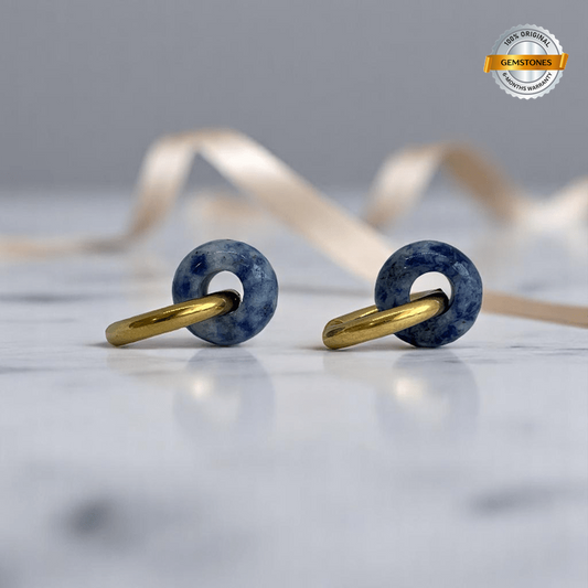 Royal Tide Hoop Earrings | Sodalite Stone & 18K PVD Gold Plated - For Women | Includes: Earrings