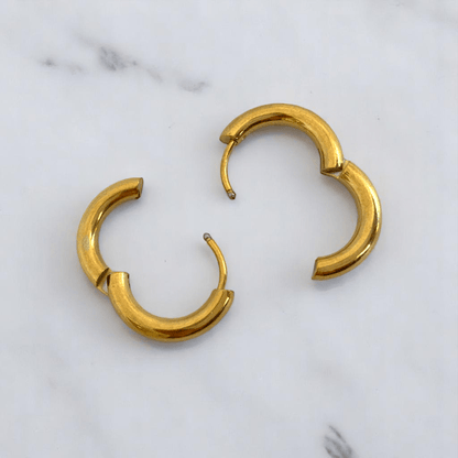 Rosy Bloom Hoop Earrings | Cherry Quartz Stone & 18K PVD Gold Plated - For Women | Includes: Earrings