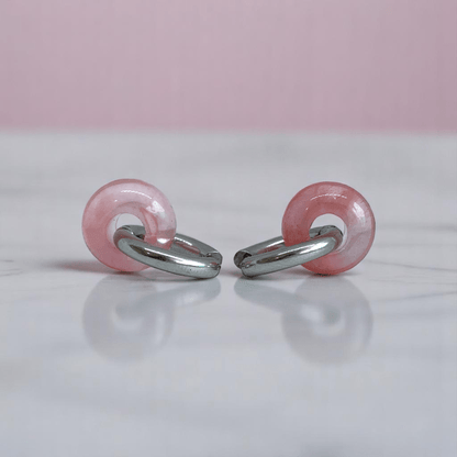 Petal Shine Earrings | Cherry Quartz Stone & Silver PVD Plated - For Women | Includes: Earrings