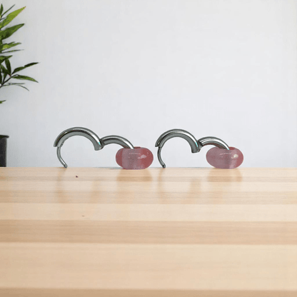 Petal Shine Earrings | Cherry Quartz Stone & Silver PVD Plated - For Women | Includes: Earrings