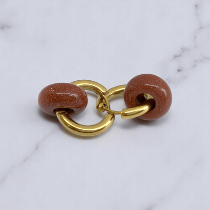 Golden Dusk Hoop Earrings | Sandstone & 18K PVD Gold Plated - For Women | Includes: Earrings