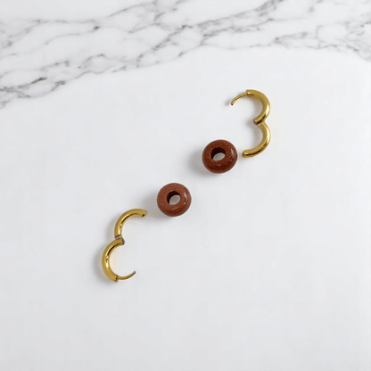 Golden Dusk Hoop Earrings | Sandstone & 18K PVD Gold Plated - For Women | Includes: Earrings