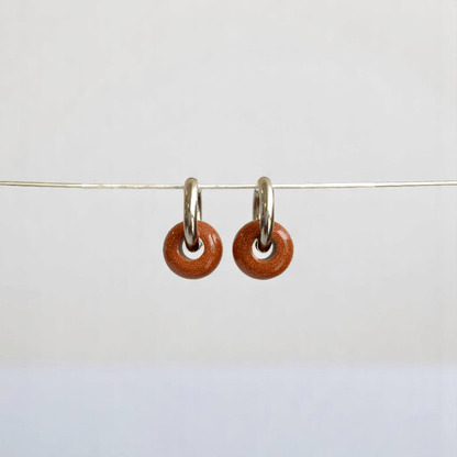 Desert Gleam Hoop Earrings | Sandstone & Silver Plated - For Women | Includes: Earrings