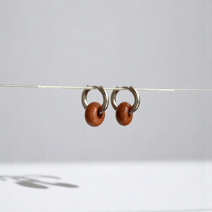 Desert Gleam Hoop Earrings | Sandstone & Silver Plated - For Women | Includes: Earrings
