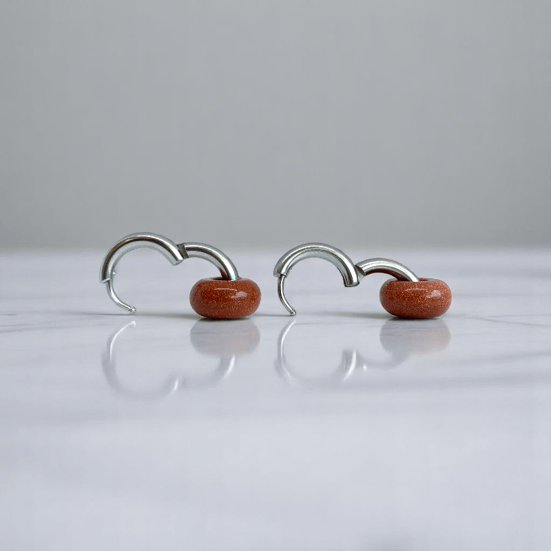 Desert Gleam Hoop Earrings | Sandstone & Silver Plated - For Women | Includes: Earrings