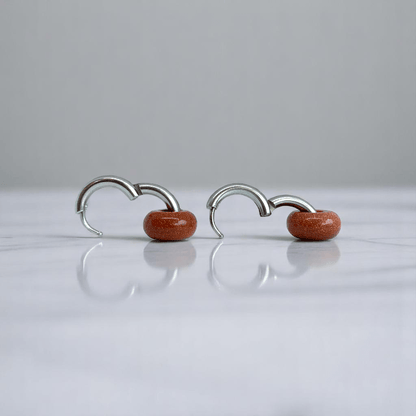 Desert Gleam Hoop Earrings | Sandstone & Silver Plated - For Women | Includes: Earrings