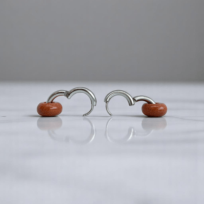 Desert Gleam Hoop Earrings | Sandstone & Silver Plated - For Women | Includes: Earrings
