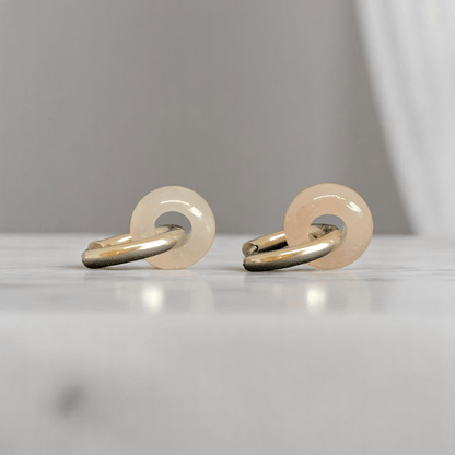 Gentle Bloom Hoop Earrings | Natural Pink Quartz Stone & Silver PVD Plated - For Women | Includes: Earrings