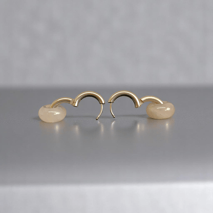 Gentle Bloom Hoop Earrings | Natural Pink Quartz Stone & Silver PVD Plated - For Women | Includes: Earrings